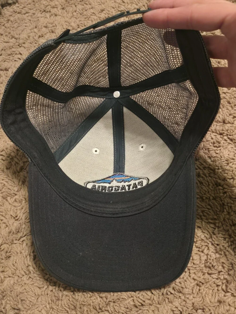 Patagonia Ventura CA Fitz Roy Crest LoPro Trucker Hat Snapback Cap Cream Blue